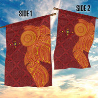 Niue Polynesian Hiapo Tattoo Art Garden Flag Half Style Red Yellow Color LT03 - Polynesian Pride