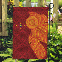 Niue Polynesian Hiapo Tattoo Art Garden Flag Half Style Red Yellow Color LT03 Garden Flag Red - Polynesian Pride