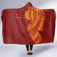 Niue Polynesian Hiapo Tattoo Art Hooded Blanket Half Style Red Yellow Color - Polynesian Pride