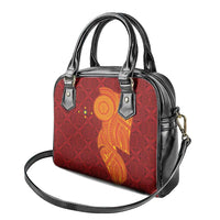 Niue Polynesian Hiapo Tattoo Art Shoulder Handbag Half Style Red Yellow Color - Polynesian Pride