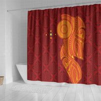 Niue Polynesian Hiapo Tattoo Art Shower Curtain Half Style Red Yellow Color - Polynesian Pride