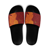 Niue Polynesian Hiapo Tattoo Art Slide Sandals Half Style Red Yellow Color - Polynesian Pride