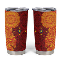 Niue Polynesian Hiapo Tattoo Art Tumbler Cup Half Style Red Yellow Color - Polynesian Pride