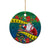 New Caledonia Christmas Ceramic Ornament Santa Claus and Kanak Flag Mix Poinsettia Maori Pattern LT03 - Polynesian Pride