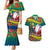 Personalised New Caledonia Christmas Couples Matching Mermaid Dress and Hawaiian Shirt Santa Claus and Kanak Flag Mix Poinsettia Maori Pattern LT03 Green - Polynesian Pride