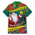 Personalised New Caledonia Christmas Family Matching Off Shoulder Long Sleeve Dress and Hawaiian Shirt Santa Claus and Kanak Flag Mix Poinsettia Maori Pattern LT03 - Polynesian Pride