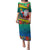 Personalised New Caledonia Christmas Puletasi Santa Claus and Kanak Flag Mix Poinsettia Maori Pattern LT03 Long Dress Green - Polynesian Pride