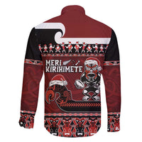 New Zealand Christmas Family Matching Off Shoulder Short Dress and Hawaiian Shirt Meri Kirihimete Aotearoa Warrior on Waka with Maori Art Tattoo LT03 - Polynesian Pride