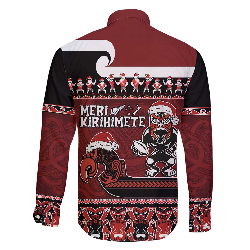New Zealand Christmas Family Matching Puletasi and Hawaiian Shirt Meri Kirihimete Aotearoa Warrior on Waka with Maori Art Tattoo LT03 - Polynesian Pride