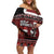 New Zealand Christmas Off Shoulder Short Dress Meri Kirihimete Aotearoa Warrior on Waka with Maori Art Tattoo