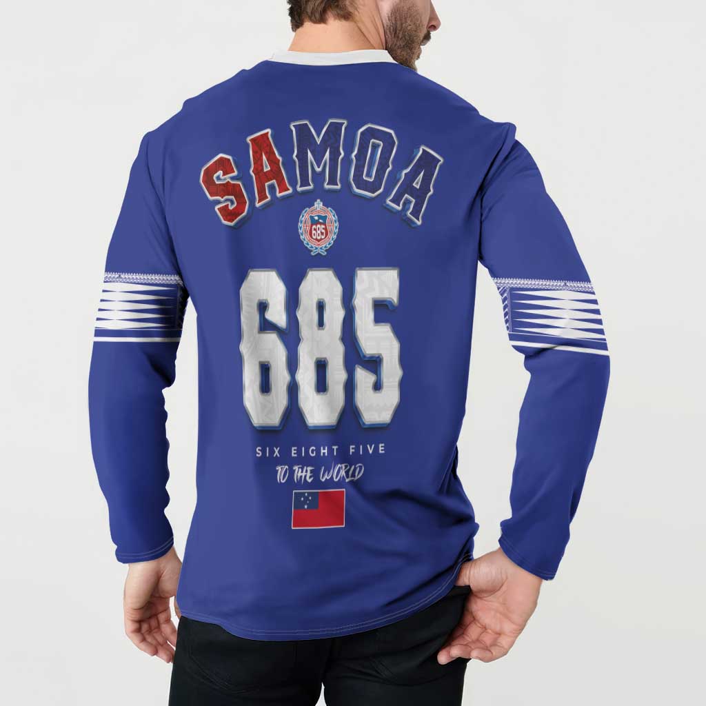 Toa Samoa Rugby Button Sweatshirt Six Eight Five to The World