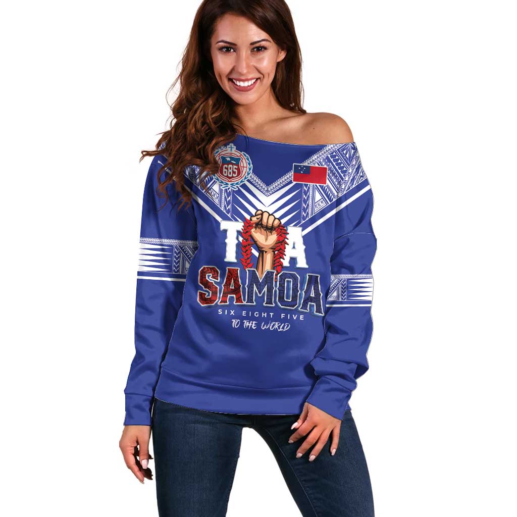 Toa Samoa Rugby Off Shoulder Sweater Six Eight Five to The World