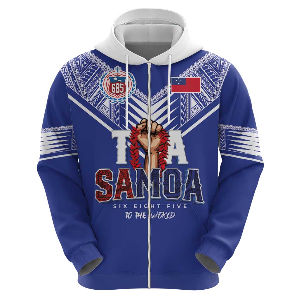Toa Samoa Rugby Zip Hoodie Six Eight Five to The World