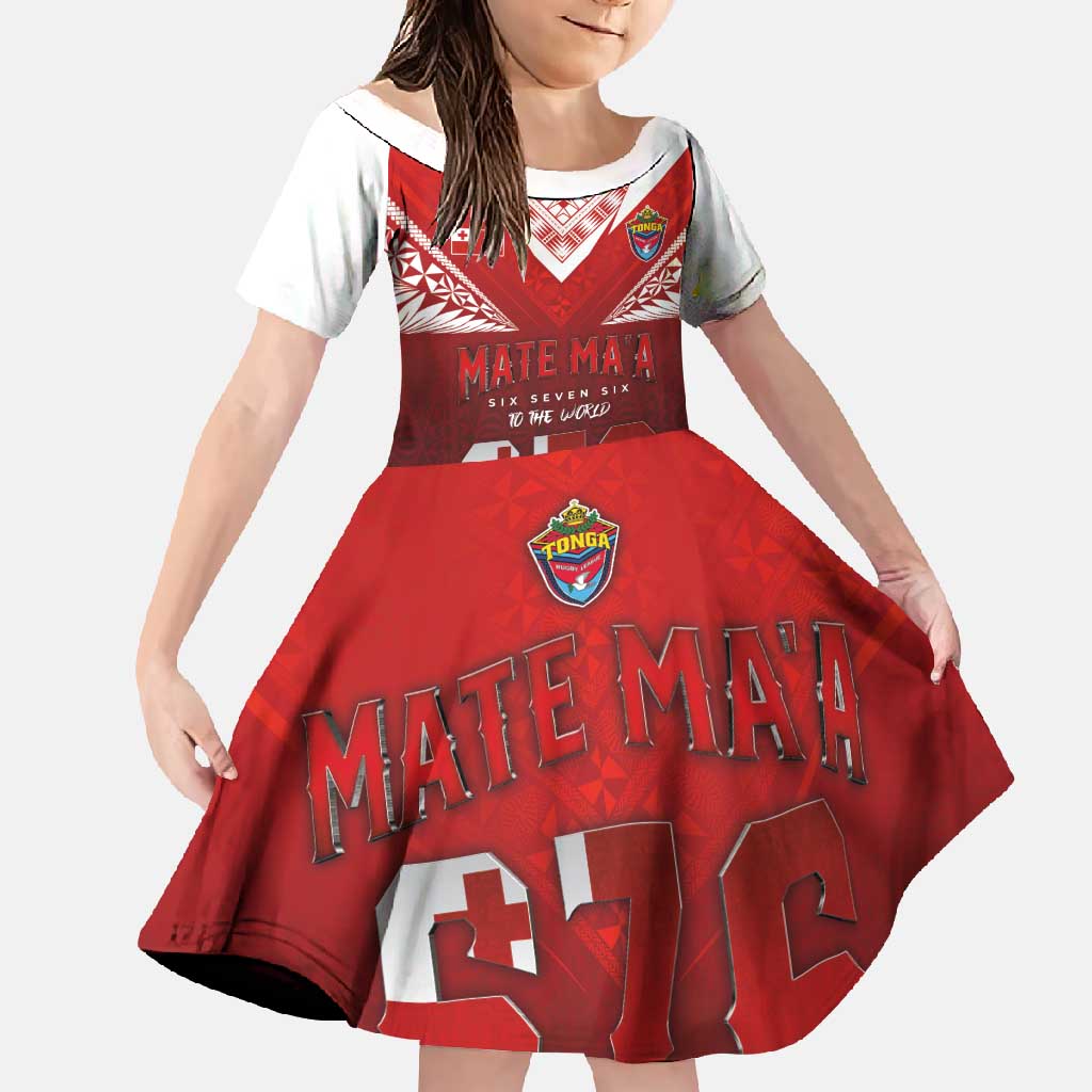 Mate Ma'a Tonga Rugby Family Matching Short Sleeve Bodycon Dress and Hawaiian Shirt Six Seven Six to The World