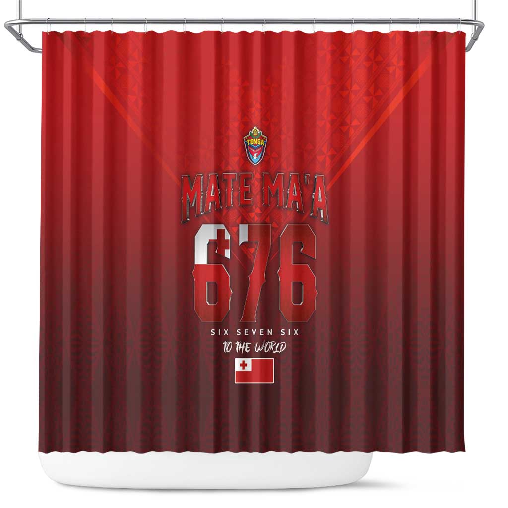 Mate Ma'a Tonga Rugby Shower Curtain Six Seven Six to The World