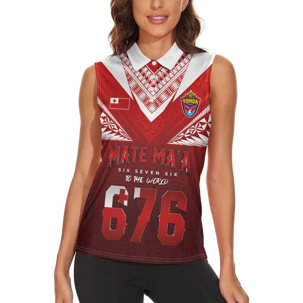 Mate Ma'a Tonga Rugby Women Sleeveless Polo Shirt Six Seven Six to The World