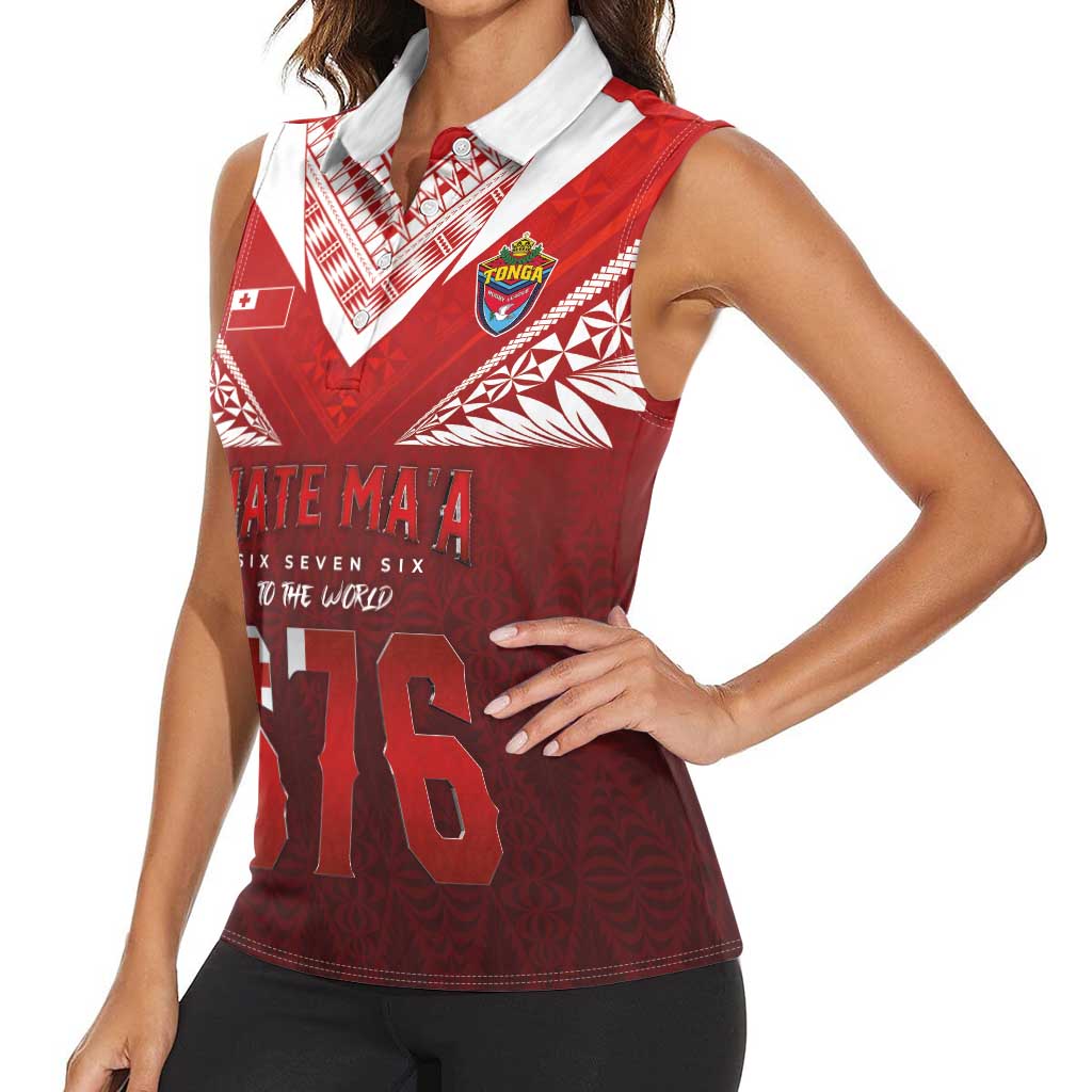 Mate Ma'a Tonga Rugby Women Sleeveless Polo Shirt Six Seven Six to The World