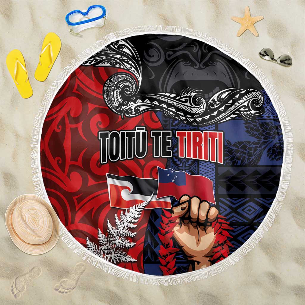 Aotearoa and Samoa Toitu Te Tiriti Beach Blanket Honour the Treaty - Te Tiriti Is Us