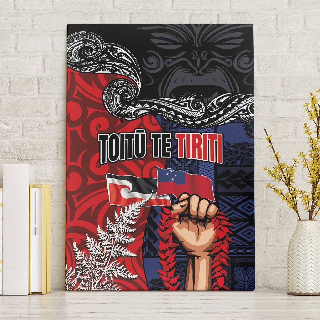 Aotearoa and Samoa Toitu Te Tiriti Canvas Wall Art Honour the Treaty - Te Tiriti Is Us