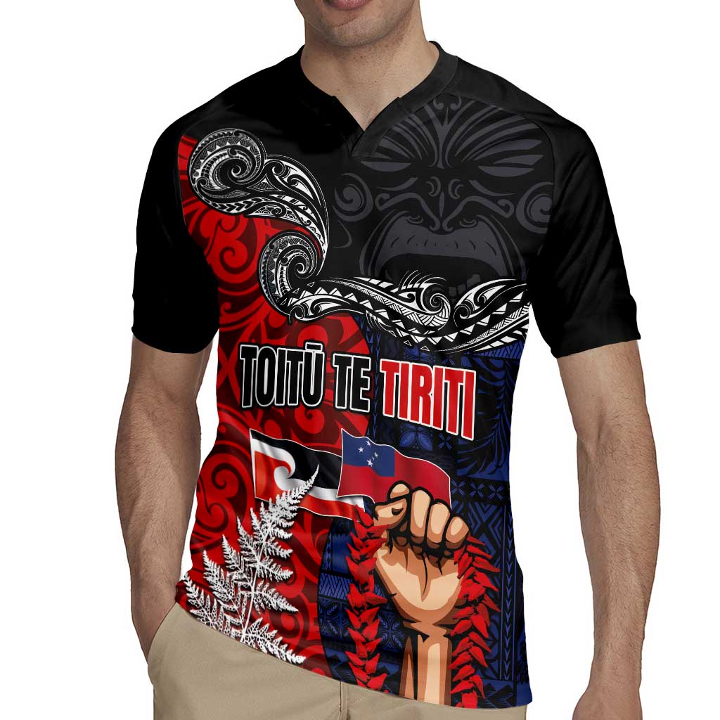 Aotearoa and Samoa Toitu Te Tiriti Rugby Jersey Honour the Treaty - Te Tiriti Is Us LT03 - Polynesian Pride