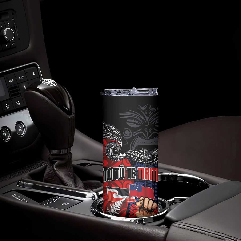 Aotearoa and Samoa Toitu Te Tiriti Skinny Tumbler Honour the Treaty - Te Tiriti Is Us