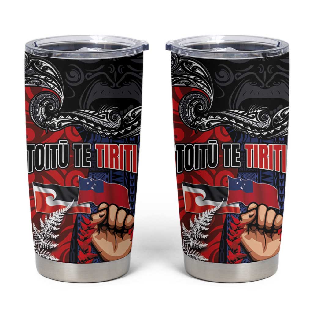 Aotearoa and Samoa Toitu Te Tiriti Tumbler Cup Honour the Treaty - Te Tiriti Is Us LT03 Black - Polynesian Pride