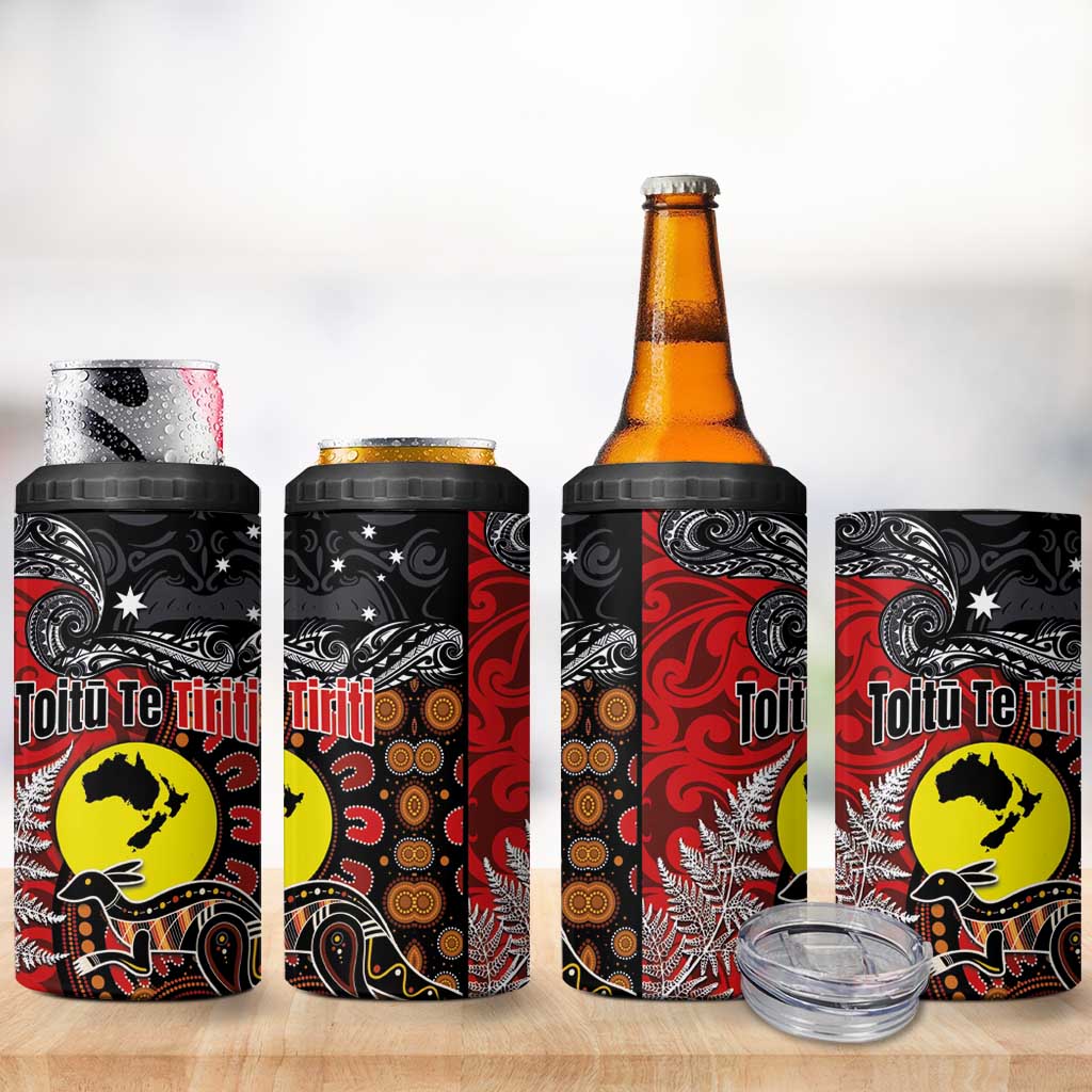 Aotearoa and Australia Toitu Te Tiriti 4 in 1 Can Cooler Tumbler Honour the Treaty - Te Tiriti Is Us