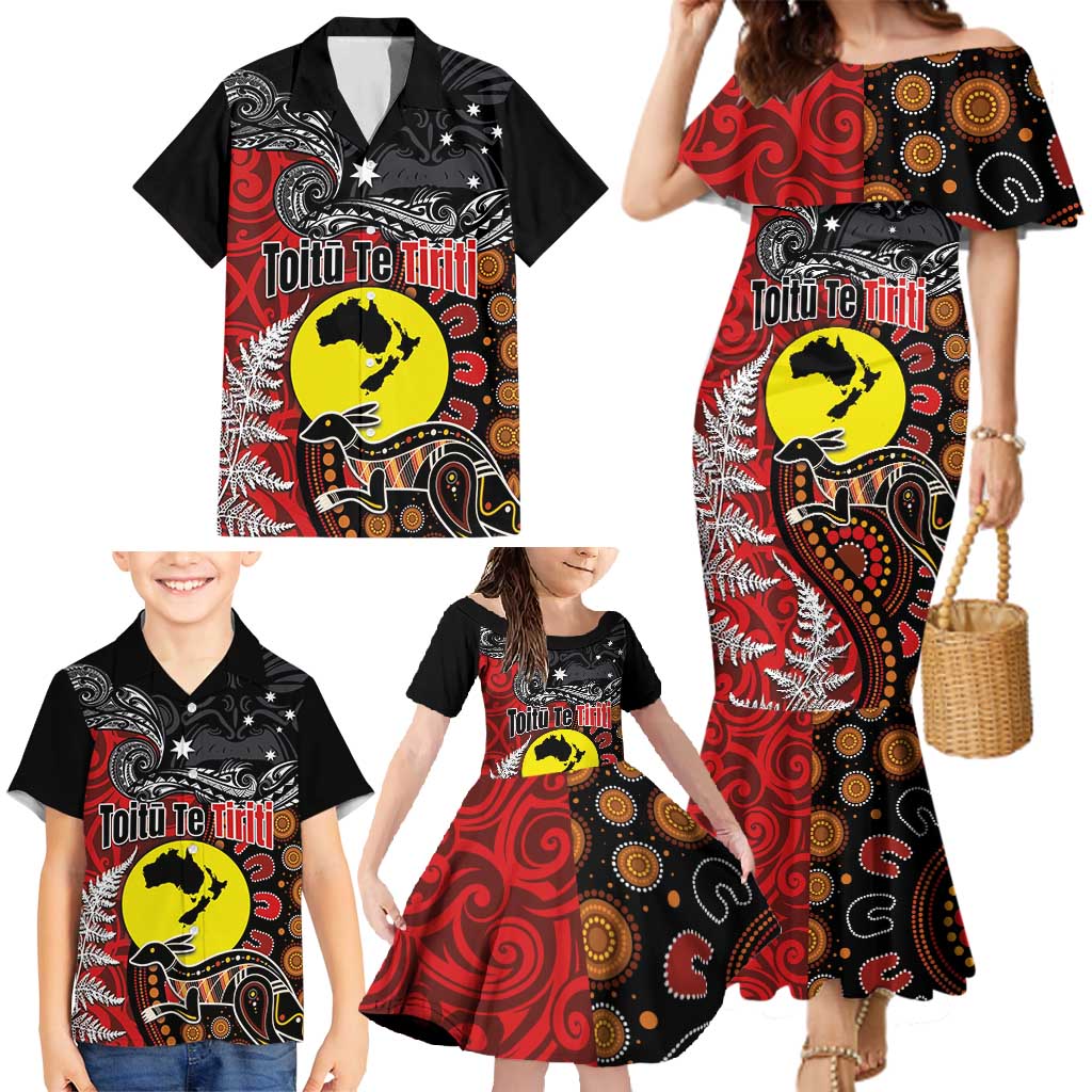 Aotearoa and Australia Toitu Te Tiriti Family Matching Mermaid Dress and Hawaiian Shirt Honour the Treaty - Te Tiriti Is Us LT03 - Polynesian Pride