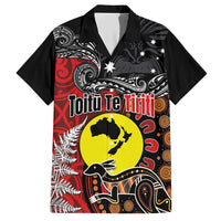 Aotearoa and Australia Toitu Te Tiriti Family Matching Short Sleeve Bodycon Dress and Hawaiian Shirt Honour the Treaty - Te Tiriti Is Us LT03 Dad's Shirt - Short Sleeve Black - Polynesian Pride