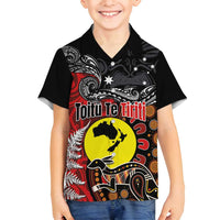 Aotearoa and Australia Toitu Te Tiriti Family Matching Tank Maxi Dress and Hawaiian Shirt Honour the Treaty - Te Tiriti Is Us LT03 Son's Shirt Black - Polynesian Pride
