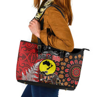 Aotearoa and Australia Toitu Te Tiriti Leather Tote Bag Honour the Treaty - Te Tiriti Is Us LT03 Black - Polynesian Pride