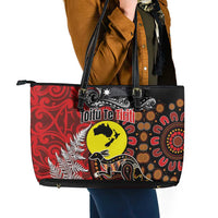 Aotearoa and Australia Toitu Te Tiriti Leather Tote Bag Honour the Treaty - Te Tiriti Is Us LT03 - Polynesian Pride