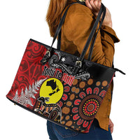 Aotearoa and Australia Toitu Te Tiriti Leather Tote Bag Honour the Treaty - Te Tiriti Is Us LT03 - Polynesian Pride