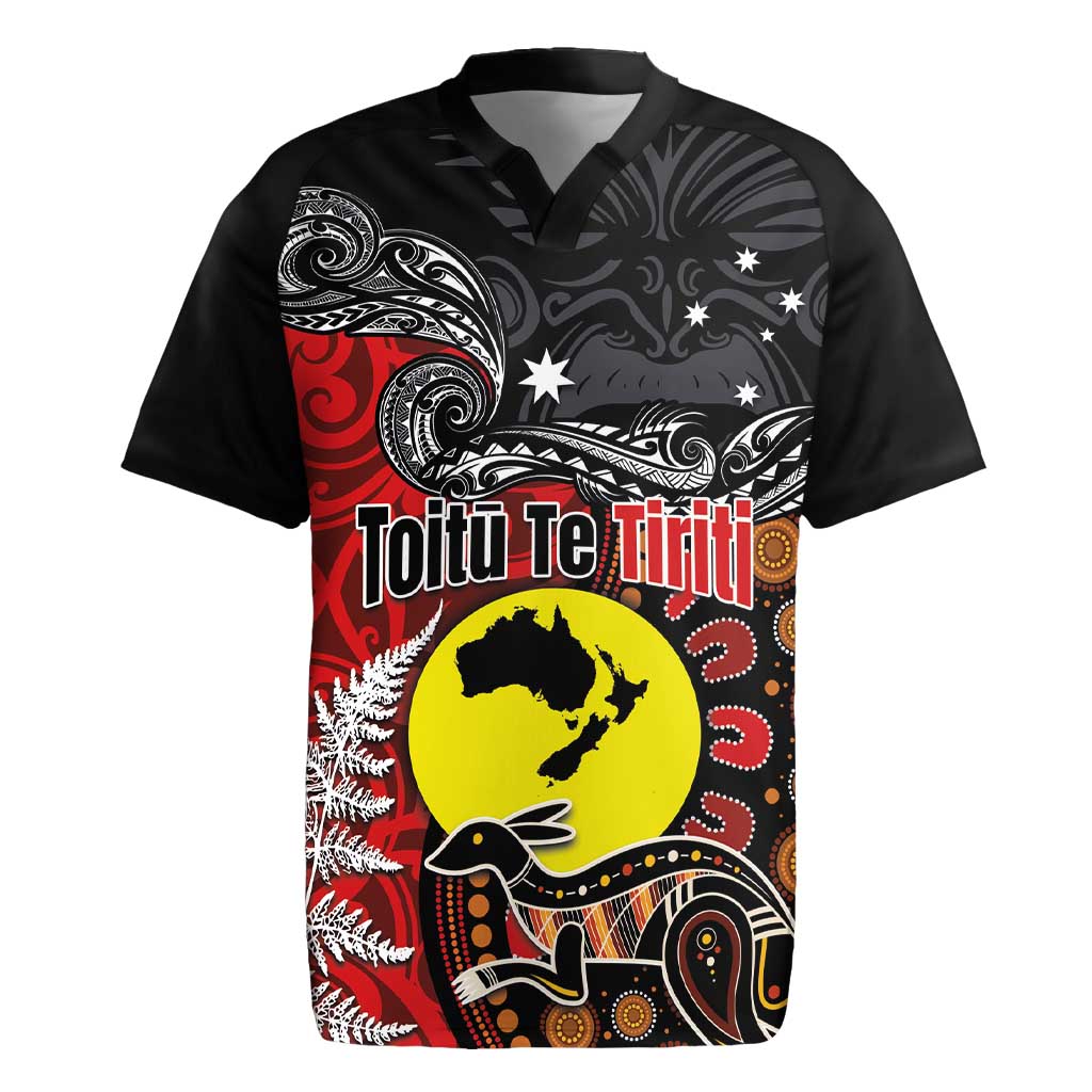 Aotearoa and Australia Toitu Te Tiriti Rugby Jersey Honour the Treaty - Te Tiriti Is Us LT03 Black - Polynesian Pride