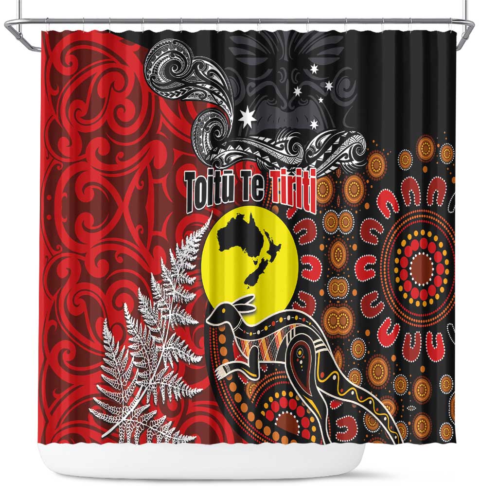 Aotearoa and Australia Toitu Te Tiriti Shower Curtain Honour the Treaty - Te Tiriti Is Us LT03 Black - Polynesian Pride