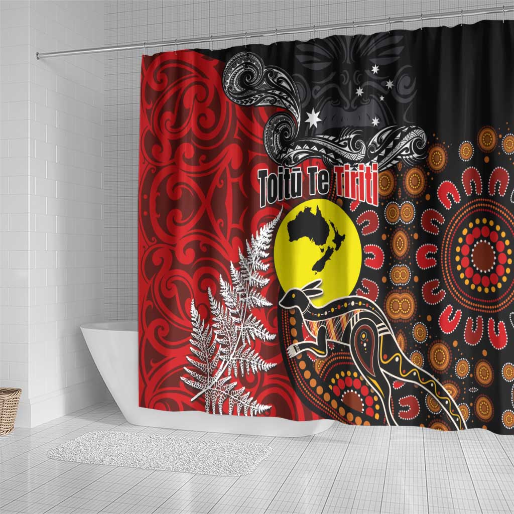 Aotearoa and Australia Toitu Te Tiriti Shower Curtain Honour the Treaty - Te Tiriti Is Us LT03 - Polynesian Pride