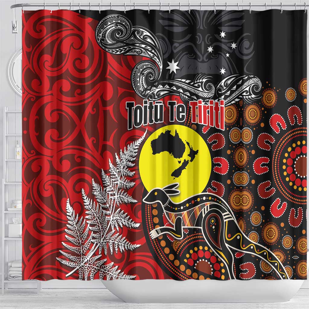 Aotearoa and Australia Toitu Te Tiriti Shower Curtain Honour the Treaty - Te Tiriti Is Us LT03 - Polynesian Pride