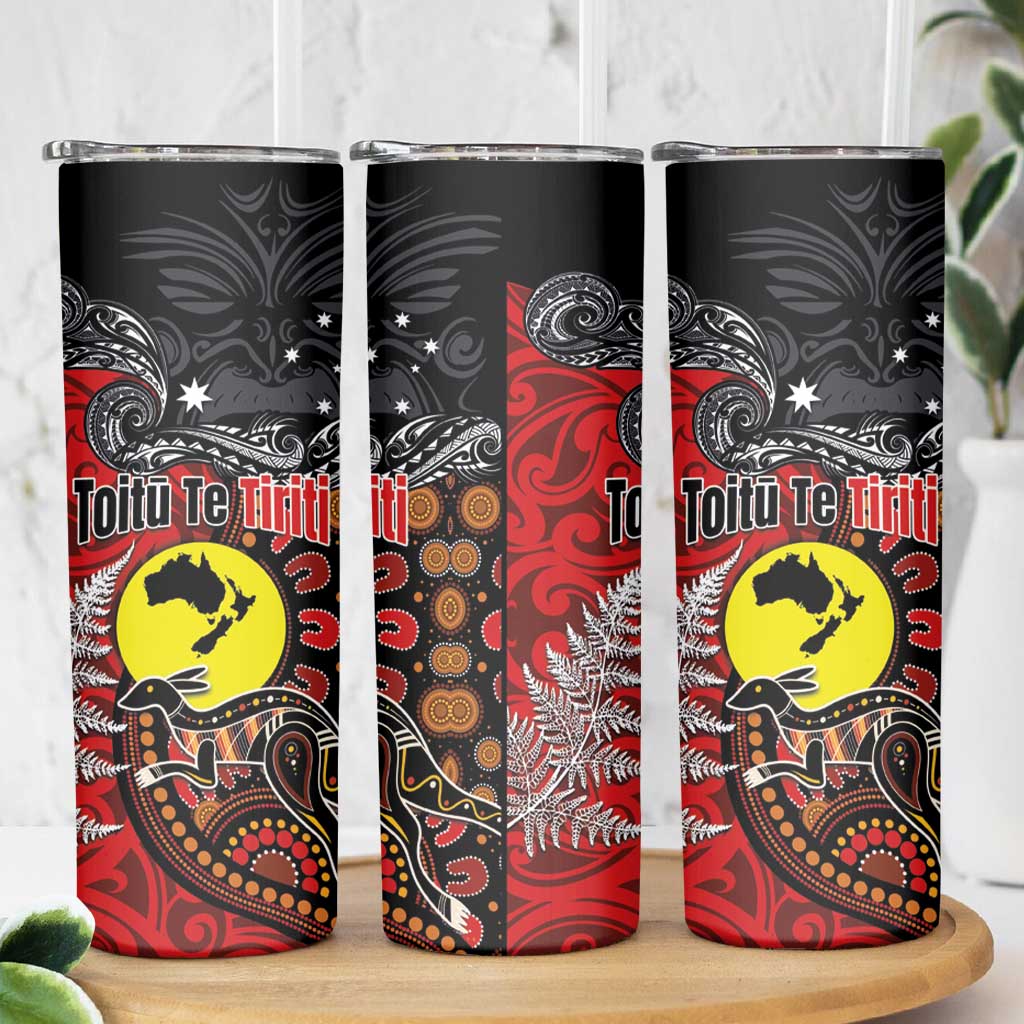Aotearoa and Australia Toitu Te Tiriti Skinny Tumbler Honour the Treaty - Te Tiriti Is Us LT03 - Polynesian Pride
