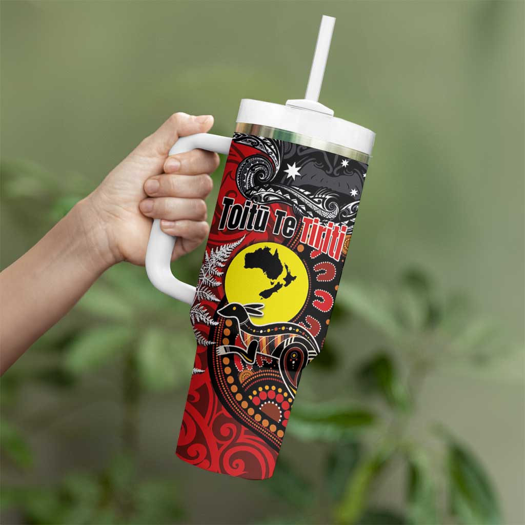 Aotearoa and Australia Toitu Te Tiriti Tumbler With Handle Honour the Treaty - Te Tiriti Is Us LT03 - Polynesian Pride