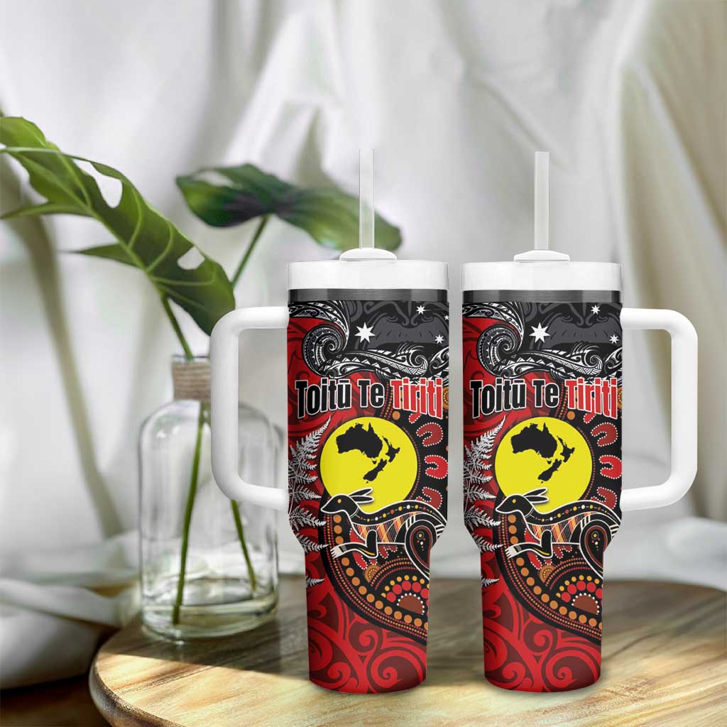 Aotearoa and Australia Toitu Te Tiriti Tumbler With Handle Honour the Treaty - Te Tiriti Is Us LT03 - Polynesian Pride