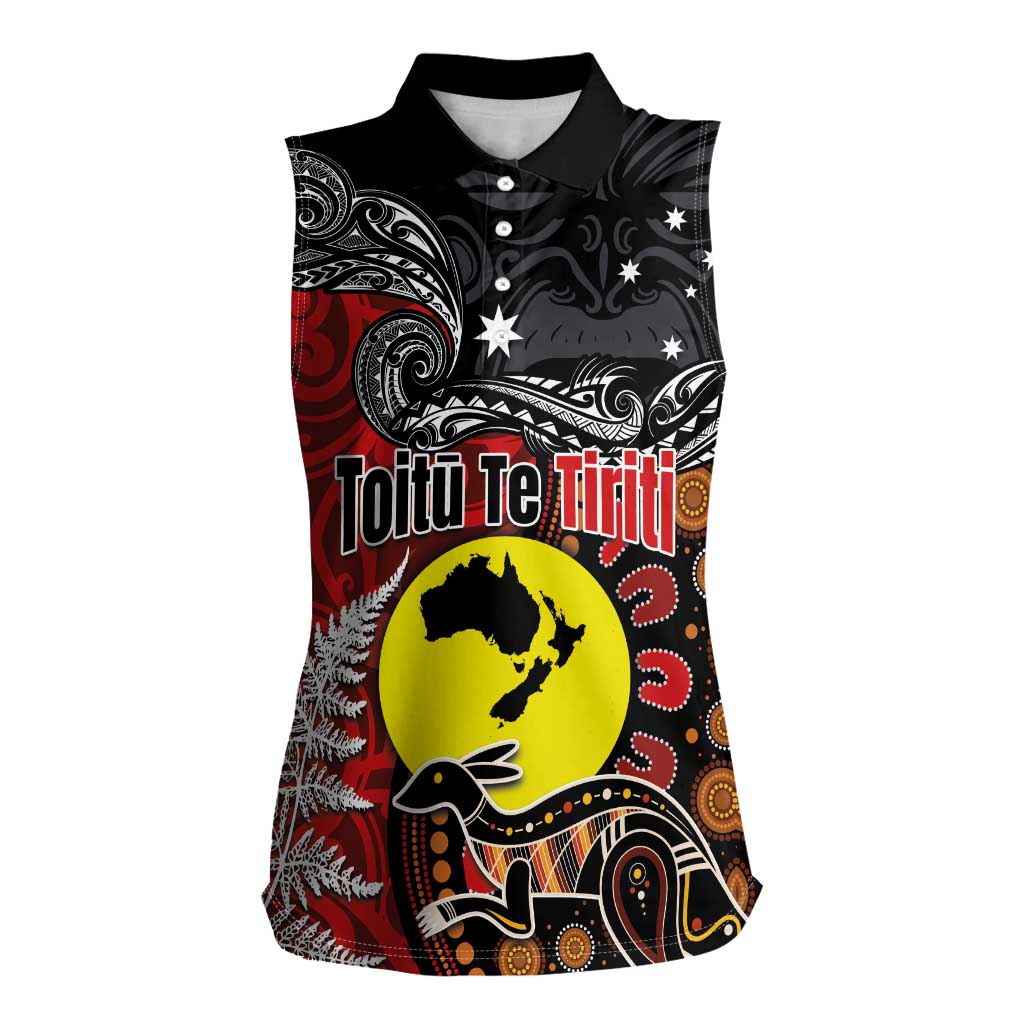 Aotearoa and Australia Toitu Te Tiriti Women Sleeveless Polo Shirt Honour the Treaty - Te Tiriti Is Us LT03 Female Black - Polynesian Pride