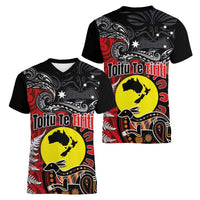 Aotearoa and Australia Toitu Te Tiriti Women V-Neck T-Shirt Honour the Treaty - Te Tiriti Is Us LT03 - Polynesian Pride