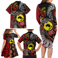 Aotearoa and Australia Toitu Te Tiriti Family Matching Long Sleeve Bodycon Dress and Hawaiian Shirt Honour the Treaty - Stand Together Stand Stronger LT03 - Polynesian Pride