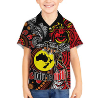 Aotearoa and Australia Toitu Te Tiriti Family Matching Off Shoulder Maxi Dress and Hawaiian Shirt Honour the Treaty - Stand Together Stand Stronger LT03 Son's Shirt Black - Polynesian Pride
