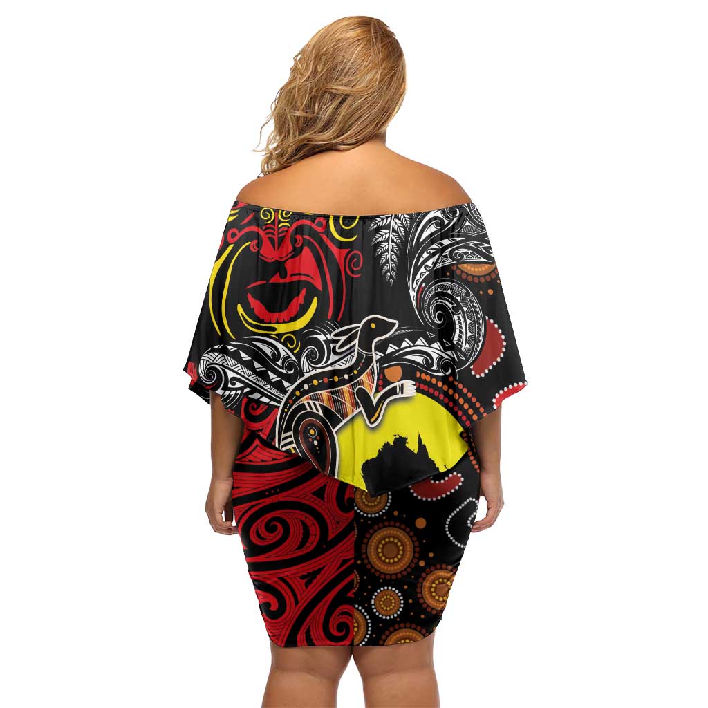 Aotearoa and Australia Toitu Te Tiriti Family Matching Off Shoulder Short Dress and Hawaiian Shirt Honour the Treaty - Stand Together Stand Stronger LT03 - Polynesian Pride