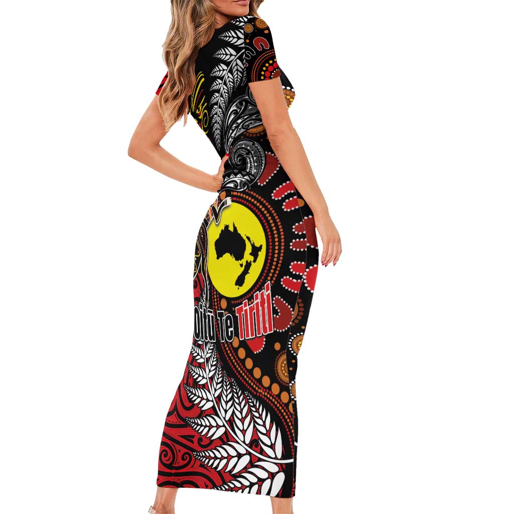 Aotearoa and Australia Toitu Te Tiriti Family Matching Short Sleeve Bodycon Dress and Hawaiian Shirt Honour the Treaty - Stand Together Stand Stronger LT03 - Polynesian Pride