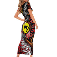 Aotearoa and Australia Toitu Te Tiriti Family Matching Short Sleeve Bodycon Dress and Hawaiian Shirt Honour the Treaty - Stand Together Stand Stronger LT03 - Polynesian Pride
