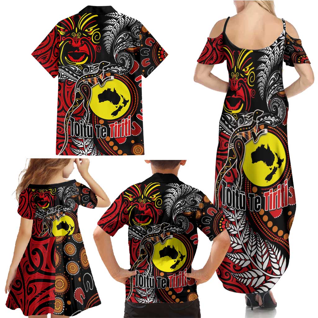 Aotearoa and Australia Toitu Te Tiriti Family Matching Summer Maxi Dress and Hawaiian Shirt Honour the Treaty - Stand Together Stand Stronger LT03 - Polynesian Pride