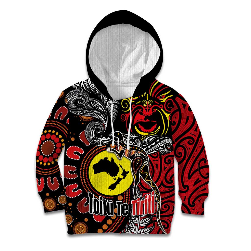 Aotearoa and Australia Toitu Te Tiriti Kid Hoodie Honour the Treaty - Stand Together Stand Stronger
