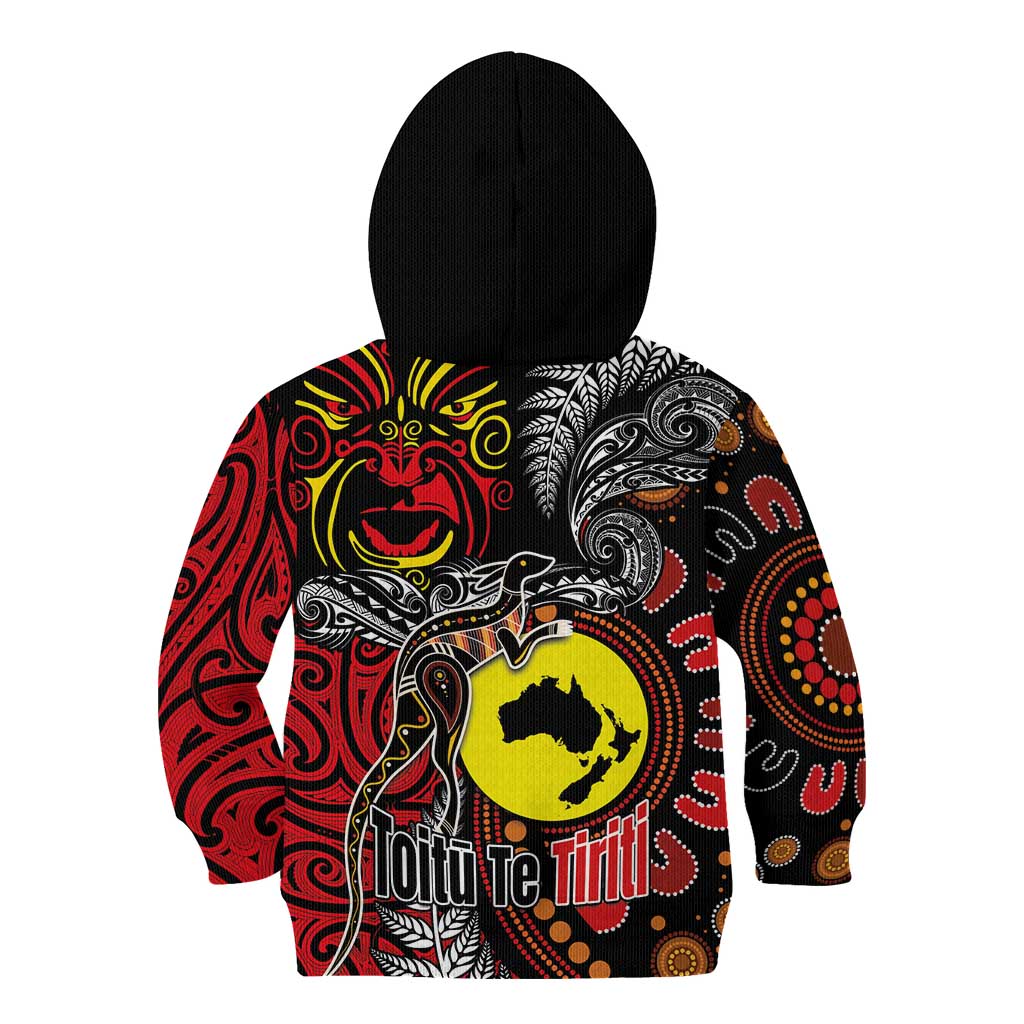 Aotearoa and Australia Toitu Te Tiriti Kid Hoodie Honour the Treaty - Stand Together Stand Stronger